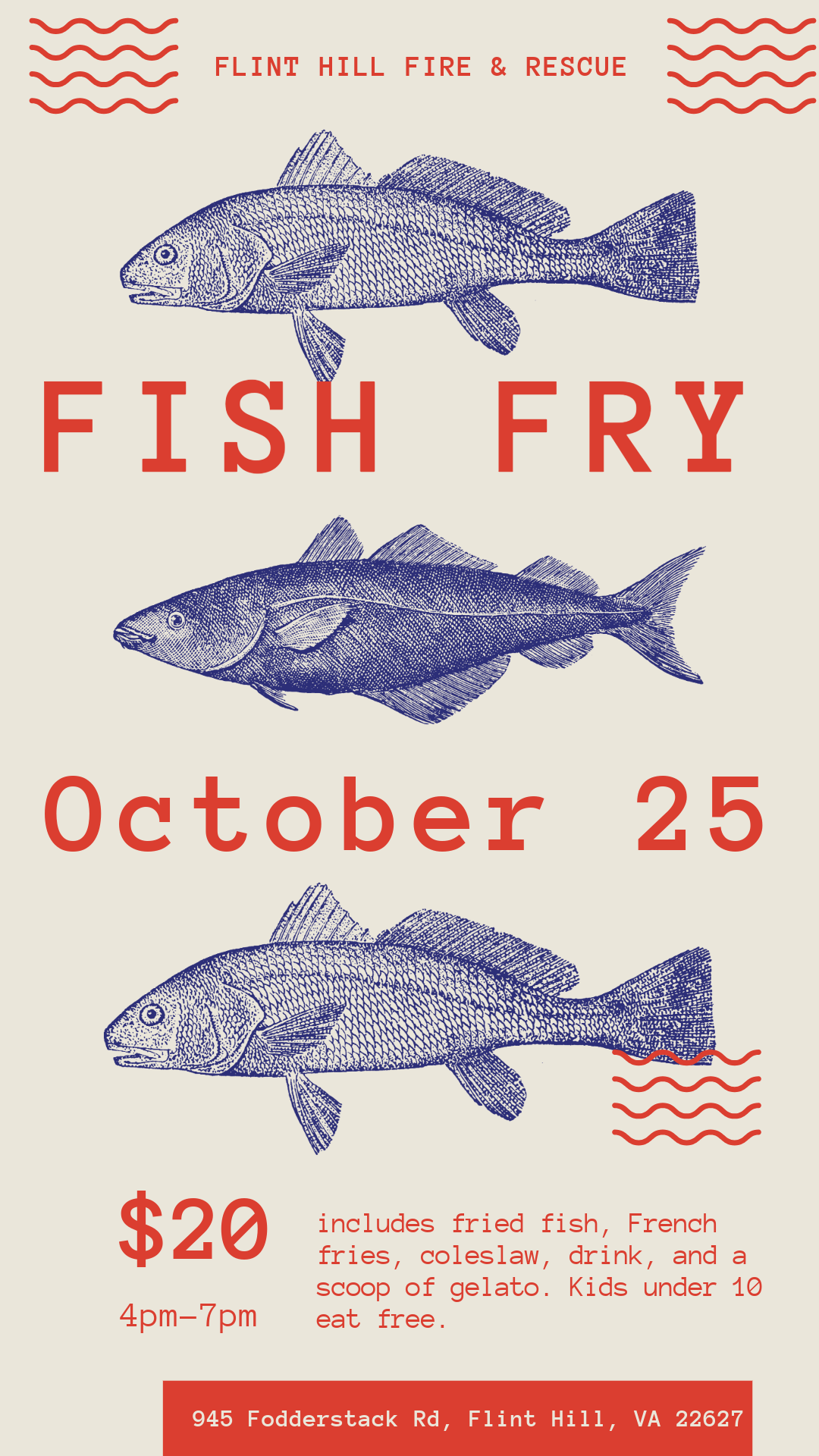Fish Fry in Flint Hill Fire and Rescue on October 25 4 pm